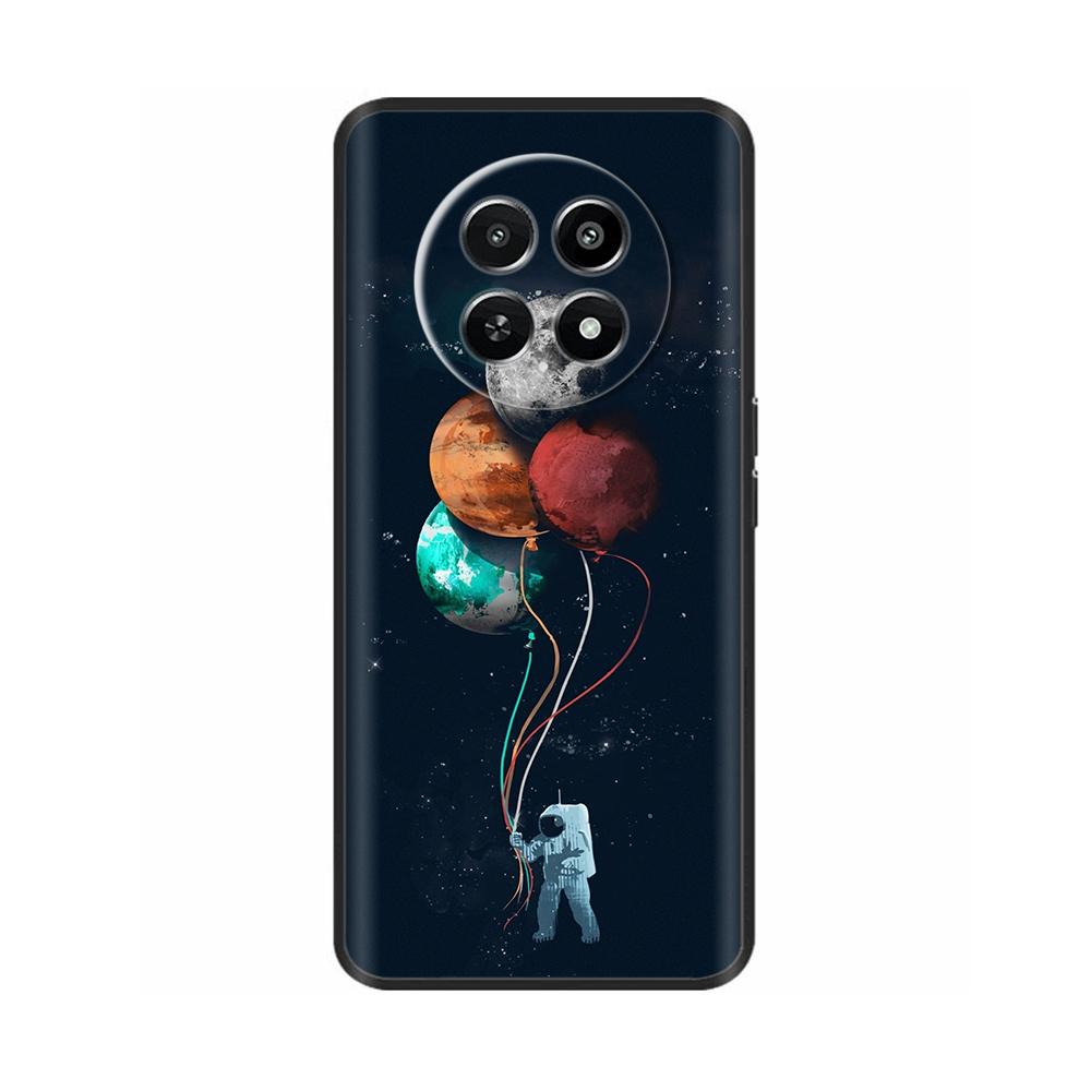 Для Realme 12 5G 12X Чехол для телефона Цветочный принт Мягкий черный ТПУ Fundas Для Realme12 12 X Защитный бампер Para Coque Etui Capas