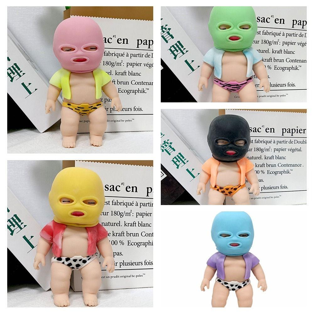 TPR Cartoon Fidget Toy Silicone Pinch Decompression Toy Masked Doll Squeeze Toy  Kids Tricky Doll