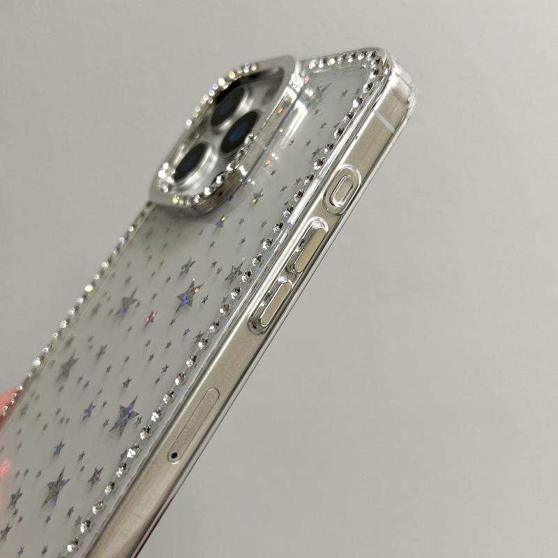 Luxury Diamond Star Glitter Phone Case For iPhone 15 11 12 13 14 16 Pro Max 16 Plus Bling Transparent Shockproof Soft TPU Cover