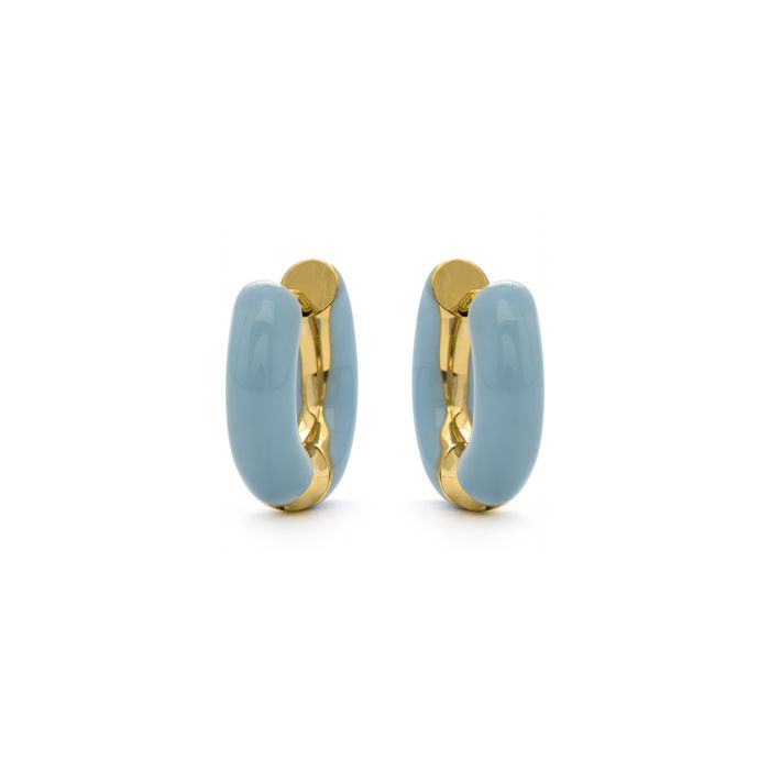 Boucles d'oreilles - LUXENTER - Raki - Plaqué or 18k - Diamètre 11 mm - Laque bleue