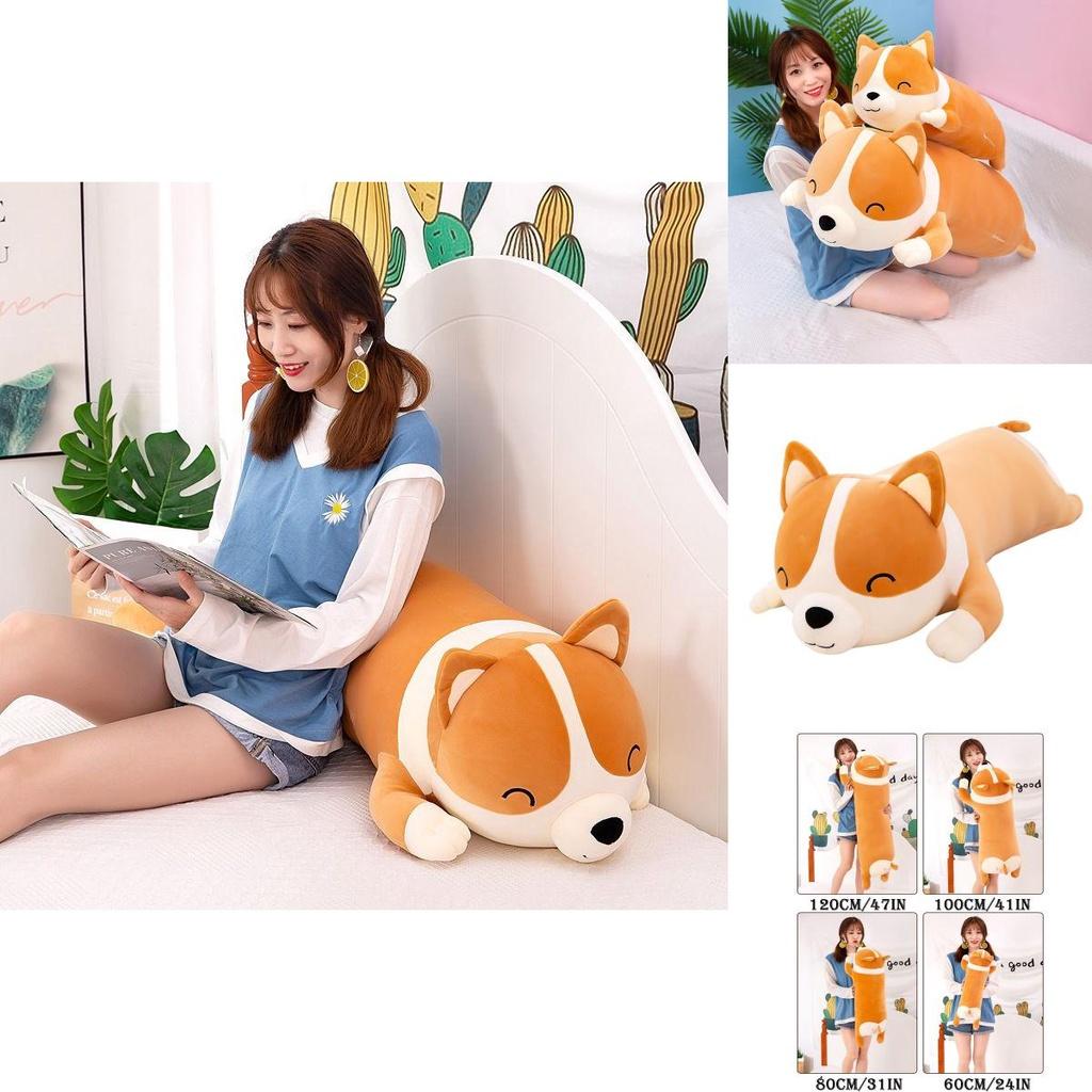 Super Soft Pillow Plush Stuffed Animal Doll Long Corgi Cushion For Christmas Birthday Gift