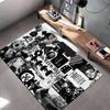 Pop Music Area Rug, The Weeknd Black White Collage Vinyl Cassette Starboy House of Balloons XO Print, Music Decor, Non-Slip Mat