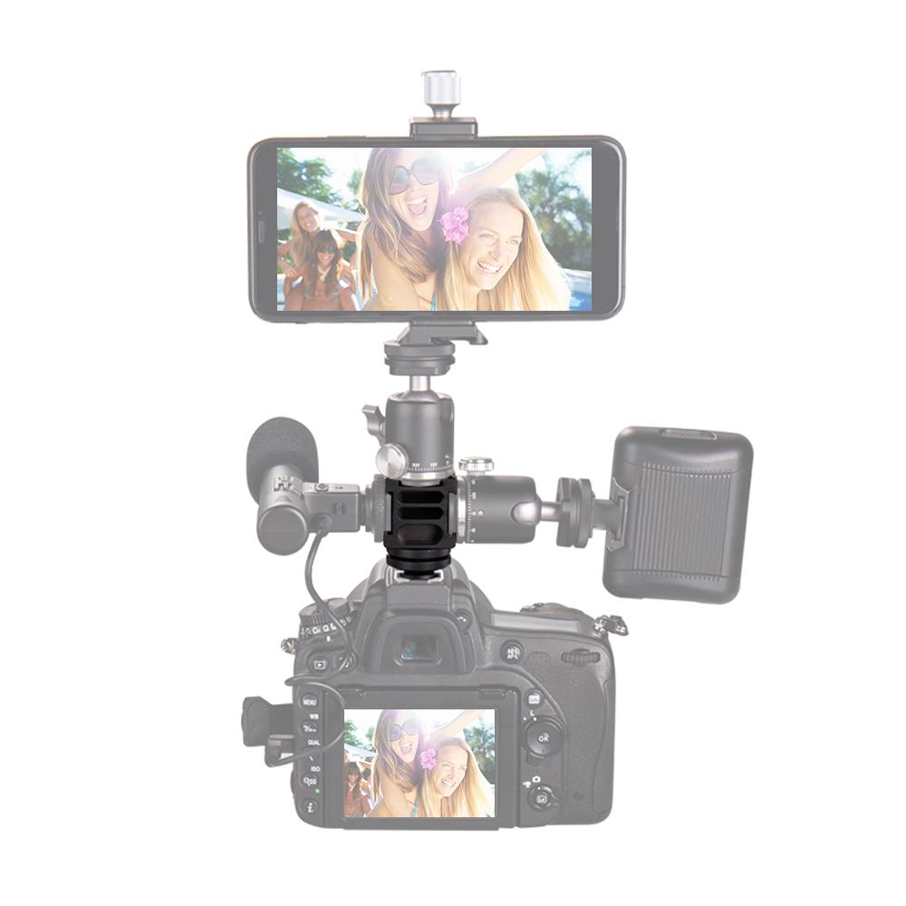 Universal Aluminium Alloy Cold Shoe Camera Mount Adapter with 4 Cold Shoe Mount 1/4 Inch Screw