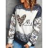 Women's Round Neck Leopard Printed Hoodie Autumn And Winter Fashion Letter Long Sleeved Casual Plus Size Pullover Clothing 2024