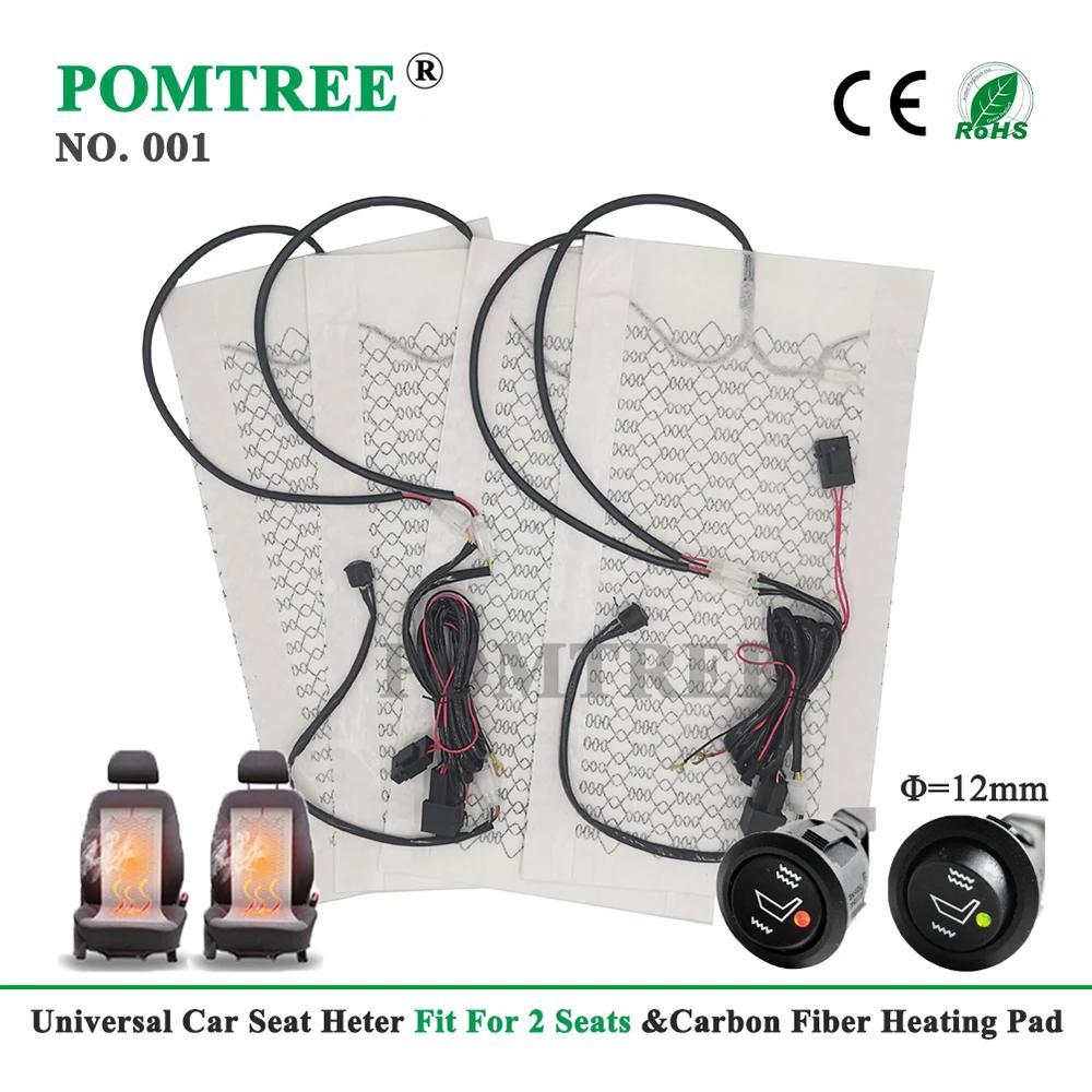 Универсальный встраиваемый комплект подогрева сидений автомобиля с грелками из углеродного волокна 12 В 23 Вт 52x28 см и круглым переключателем Hi-Lo