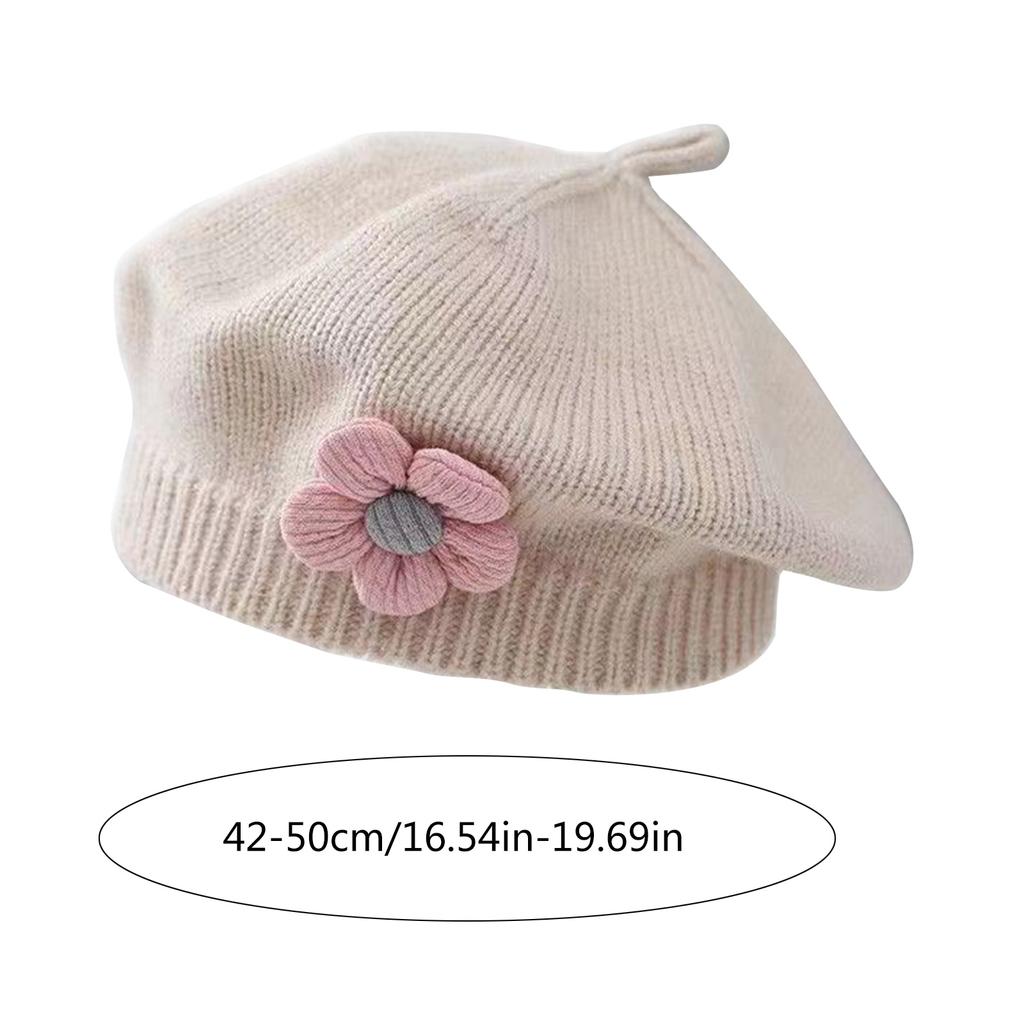 Winter Toddlers Beret Princess Girls Warm Hat Lovely Knitted Cap Windproof Beanie Baby Stylish Bonnet for Infant 6M-4T