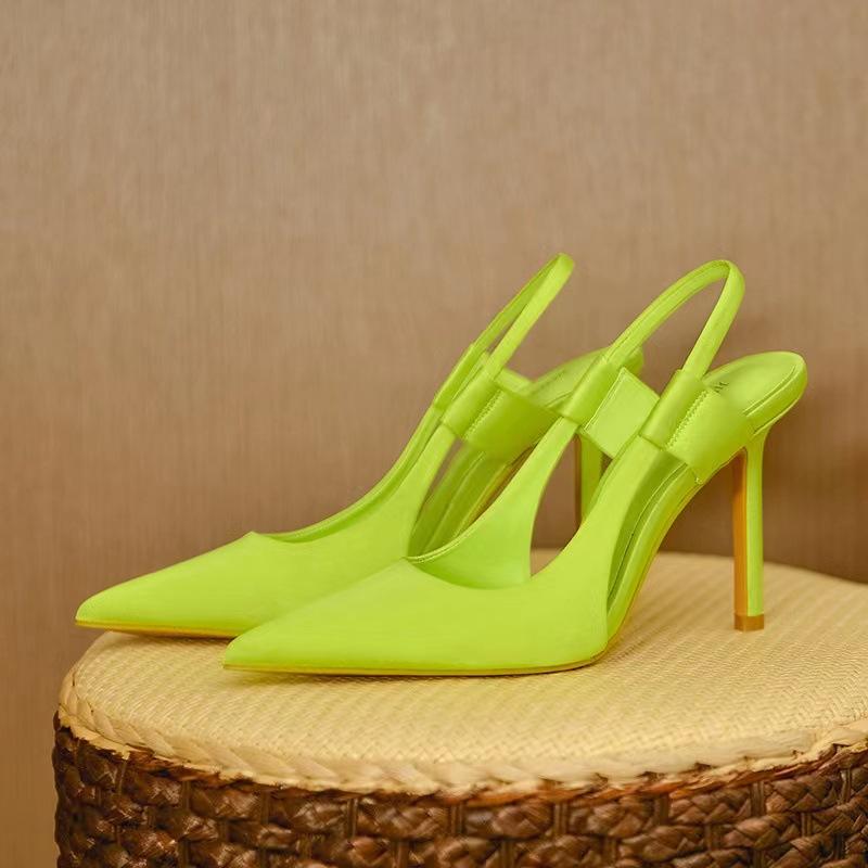 Fashion Elegant Slip On Slingback Pumps Sexy Pointed Toe Stiletto Sandals Luxury Silk High Heels Women Summer Designer Party Dress Shoes