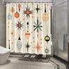1 шт. Рождественская шторка для душа в стиле модерн середины века, Винтажный дизайн с орнаментами и звездами, Праздничный декор для ванной комнаты