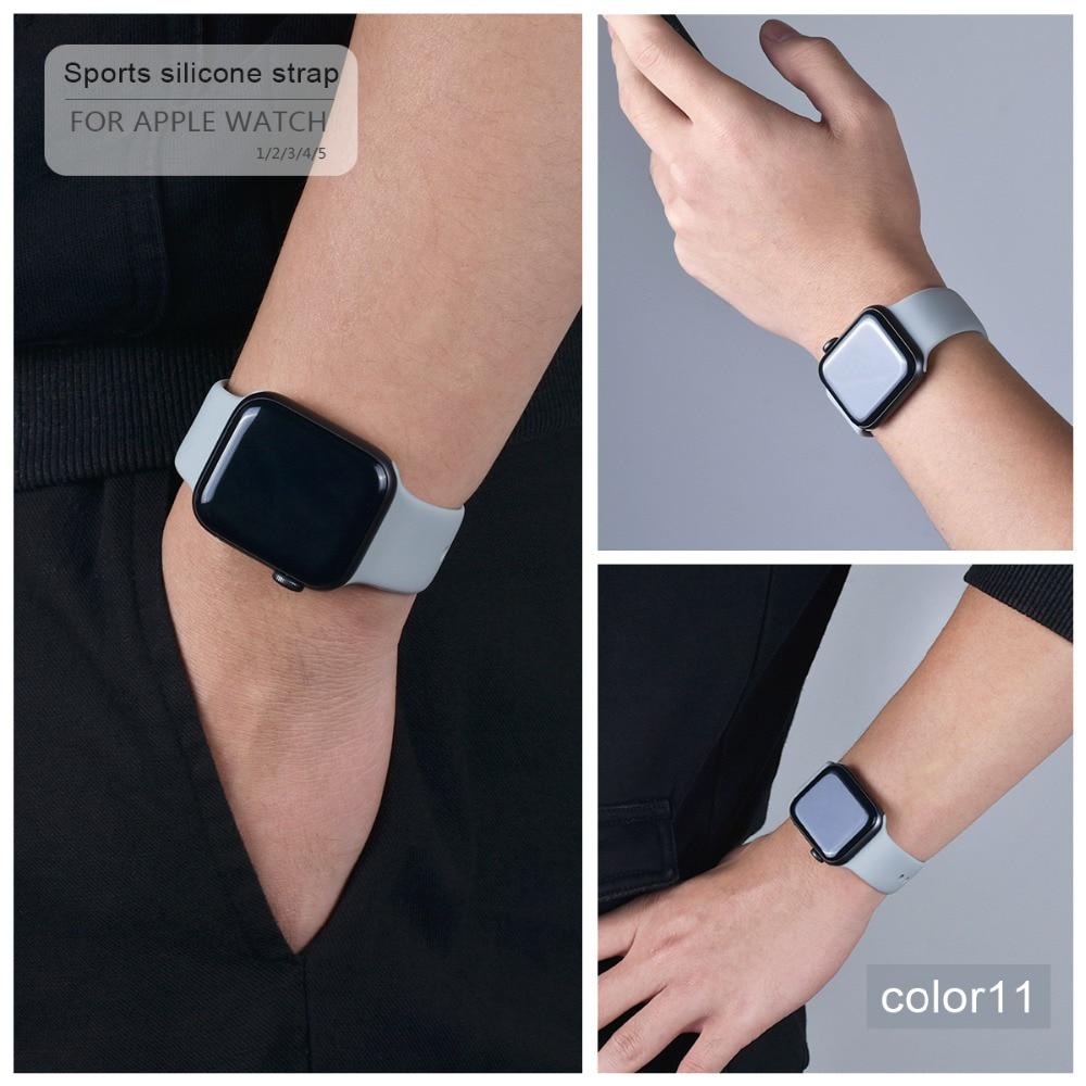 Мягкий силиконовый спортивный ремешок для Apple Watch 6 SE 5 4 3 2 1 38 мм 42 мм резиновый ремешок для часов для Iwatch series 5 4 40 мм 44 мм