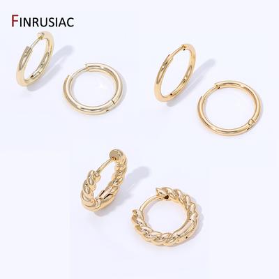 Позолоченные латунные круглые серьги-кольца 14K для женщин и девушек, модные серьги-кольца, подарки на свадьбу и вечеринку