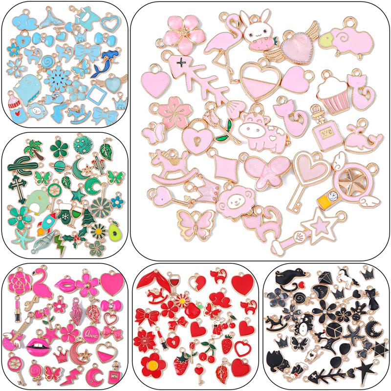 10 шт., подвески из сплава, масляные животные, цветы, случайный микс, подвески, бусины для самостоятельного изготовления ювелирных изделий