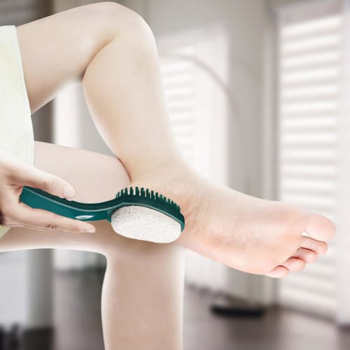 Пемзовая щетка для тела - 2-в-1 отшелушивающая щетка, многофункциональная отшелушивающая щетка | Мягкая пемза для удаления мозолей с нескользящей ручкой, инструмент из натуральной пемзы,