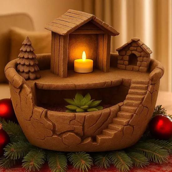 Набор для Рождества Христова Декор для дома в деревенском стиле Коллекционная фигурка Иисуса Марии Иосифа Напечатанная на 3D-принтере Религиозная сцена Рождественский вертеп Кашпо для растений для настольного декора на Рождество