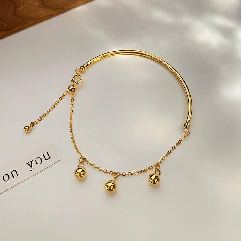 Stainless Steel Ball Beads Tassel Bracelet for Women Minimalist Adjustment Simple Lucky Bracelet Couple Y2K Jewelry No Fading