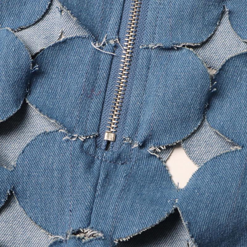 Spring 2025 Fashion: Sexy Blue Denim Tassel Suspender Dress for Women