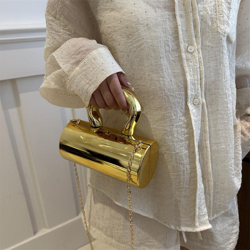 This Year's Popular Bag Women's 2025 New European and American Fashion Glossy Shoulder Bag Ins Acrylic Portable Cylinder Bag