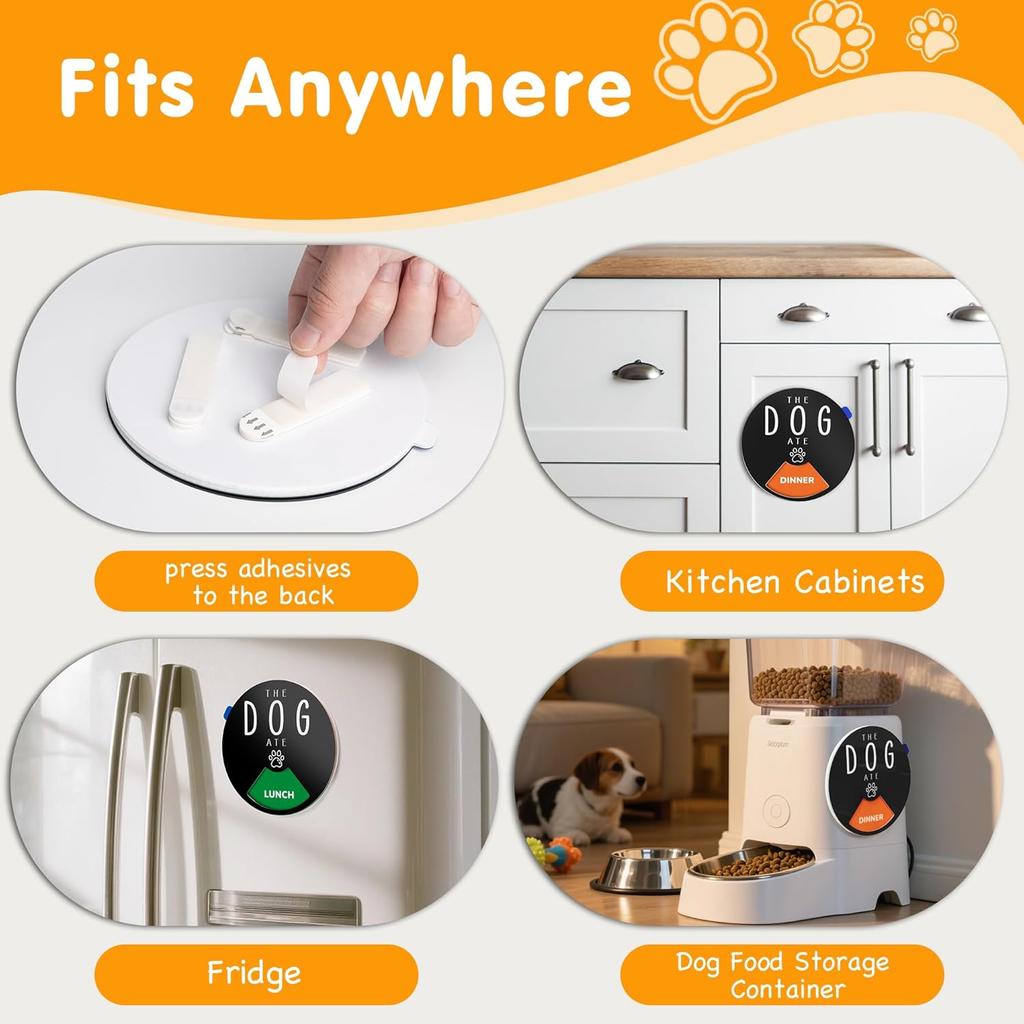 Dog Fed Sign - Dog Feeding Status Spinner with 3 Meals Marked, Did You Feed The Pet Tracker, Pet Feeding Reminder with Double Sided Tape for Fridge,