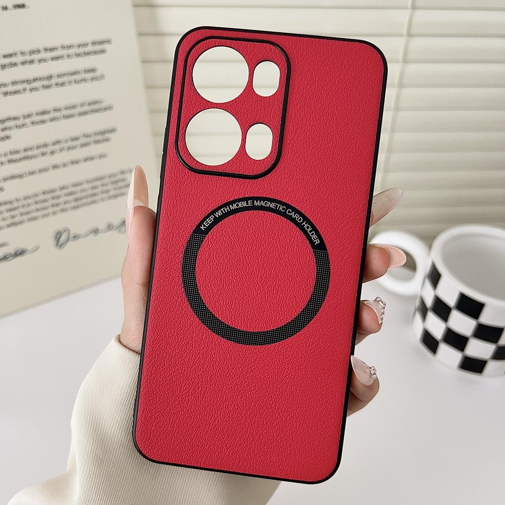 Magsafe Magnetic Wireless Charging Case For OPPO Reno 13F Reno 13 Pro Reno13 Slim Plain Leather Cover
