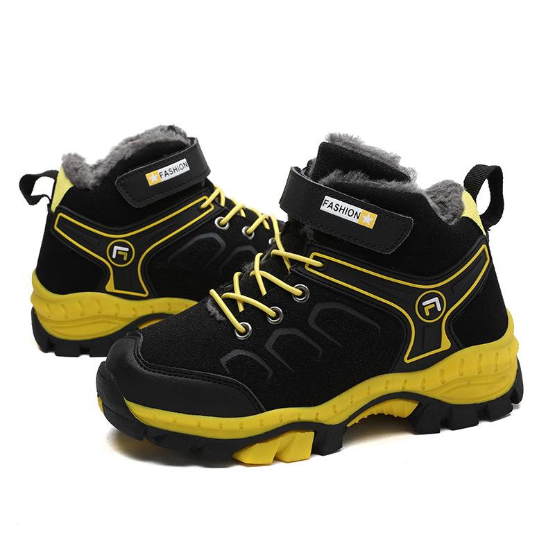 Children's Cotton Shoes Winter New Steel Claws Outdoor Hiking Shoes Outdoor Warm Boys Snow Boots Piled and Thickened Girls