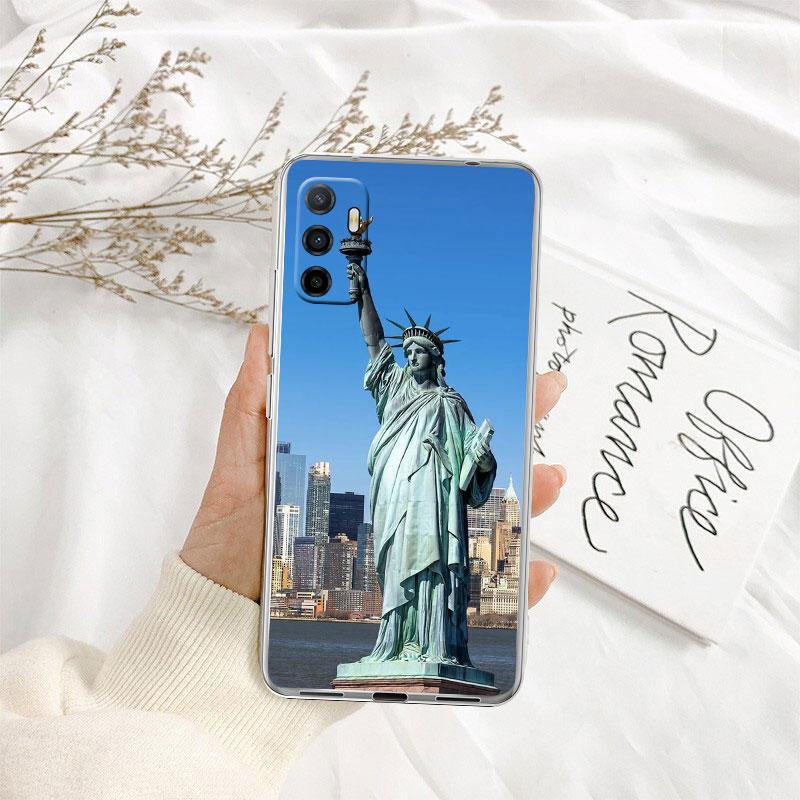 IK66 Statue of Liberty Transparent Phone Case for Motorola Moto G7 G8 G9 G84 G85 G73 G24 G15 Z2 Play Power Plus