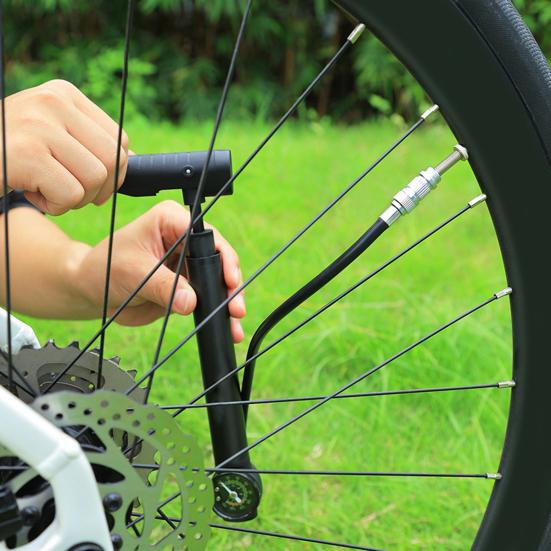 Мини-велосипедный насос с креплением для манометра 160 фунтов на кв. дюйм, алюминиевый сплав, универсальный, для накачивания шин горного велосипеда, шоссейный, портативный, воздушный насос