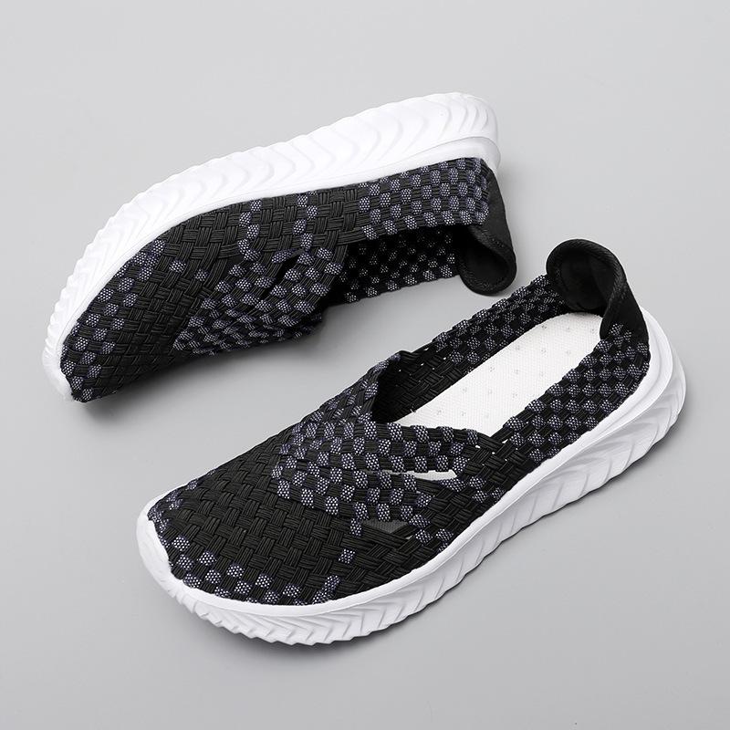 Новая универсальная женская обувь ручной работы, повседневная дышащая полая одинарная обувь, ультралегкая сетчатая женская обувь на плоской подошве, ленивая обувь