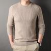 Autumn and Winter New Round Neck Casual Waffle Knitted Sweater Young Men's Business Backing Sweater Men's Clothing