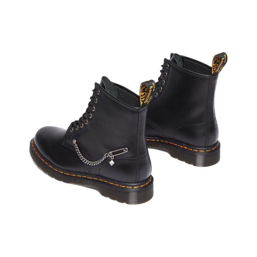Dr. Martens 1460 Кожа Металлическая Цепь Короткие Ботинки Унисекс Ботинки Черные 28016001