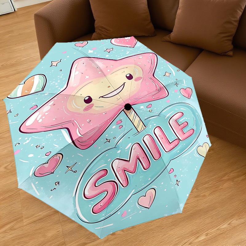 1pc smile star Automatic Open/Close Umbrella Compact Folding Umbrella with 8-Rib Shaft for Women/Men, Elegant Birthday1308S