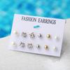 12-Piece Retro Pearl Stud Earring Set: European & American Minimalist Three-Color Collection