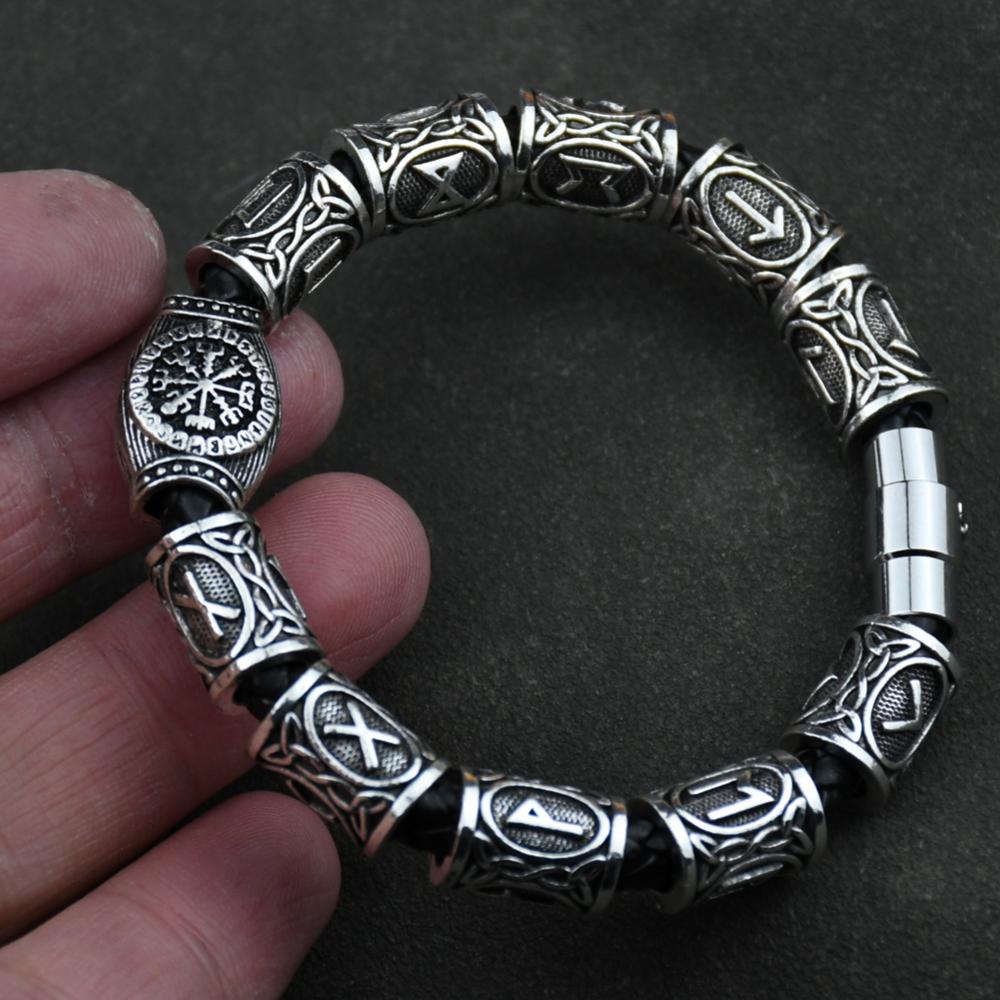 Браслет с рунами викингов Vikingo 3 шт. / 11 шт. / 13 шт. / 15 шт. Бусины с рунами Компас Вегвизир Амулет Браслет викинга Славянский Аксессуар