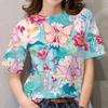 Футболка с цветочным принтом Женская футболка Летняя повседневная одежда Harajuku Футболка Hundred Street Дышащий топ