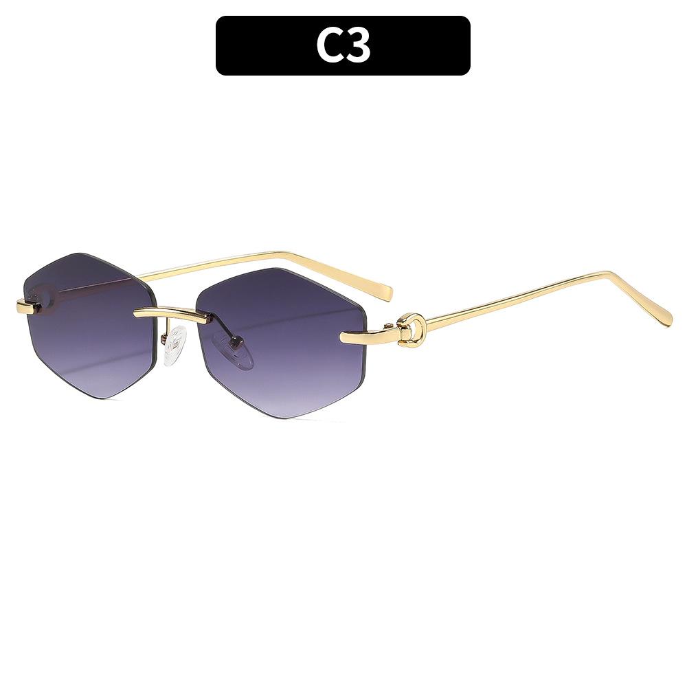 European And American Fashion New Irregular Sunglasses, High-End Frameless Plain Makeup Versatile Trendy Sunglasses, Women'S Street Shooting Glasses