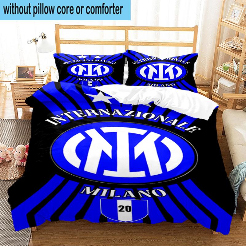 3pcs F.C. Internazionale Milano Printed Bedding Set Duvet Cover Closure Includes 1 Duvet Cover & 2 Pillowcases Bedding Sets Home Decor Gifts