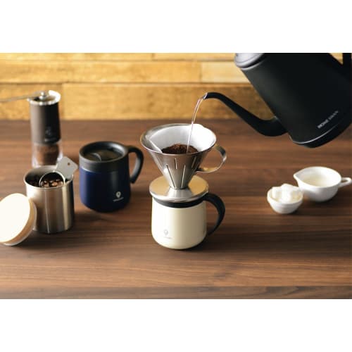 Kakusee CC-20 Coco Cafe Vacuum Double-Sided Mug with Lid, 300ml, White