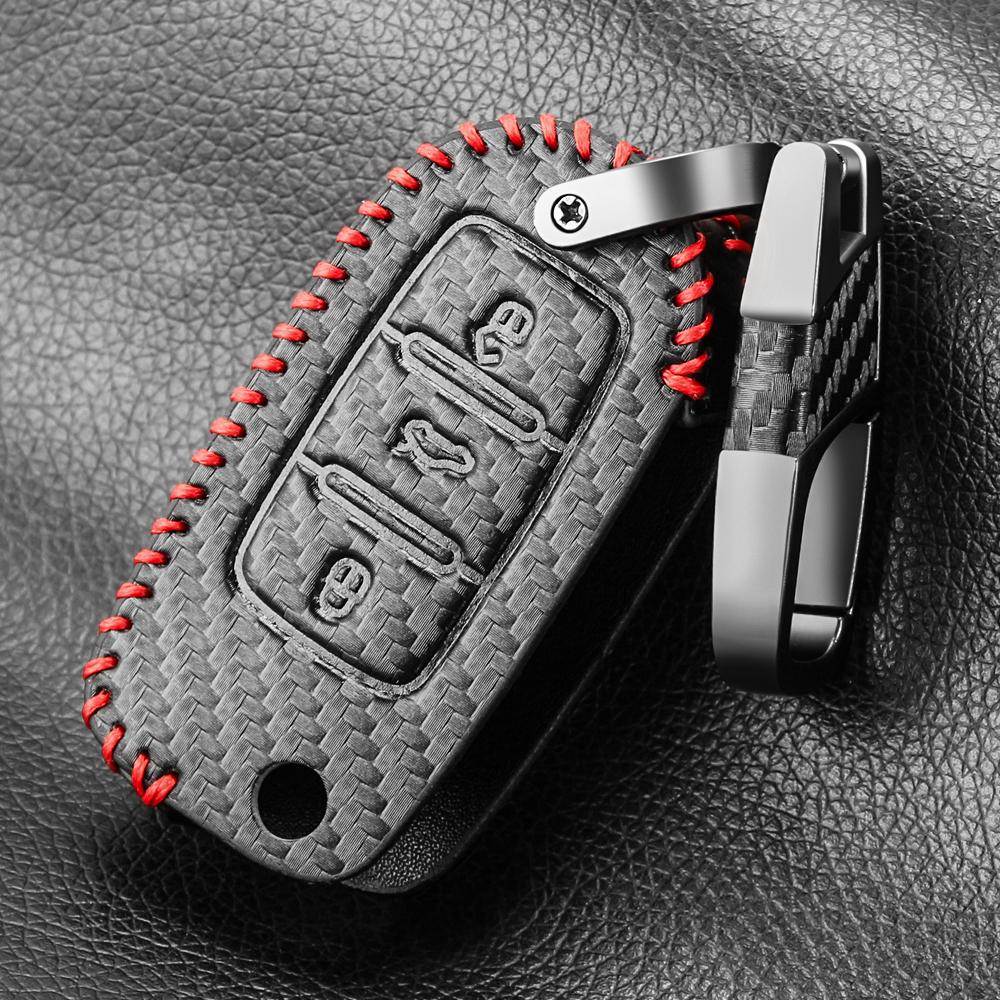 Кожаный чехол для автомобильного ключа с полным покрытием, защитная сумка для VW Volkswagen Polo Tiguan Passat Golf Jetta Lavida Skoda Octavia