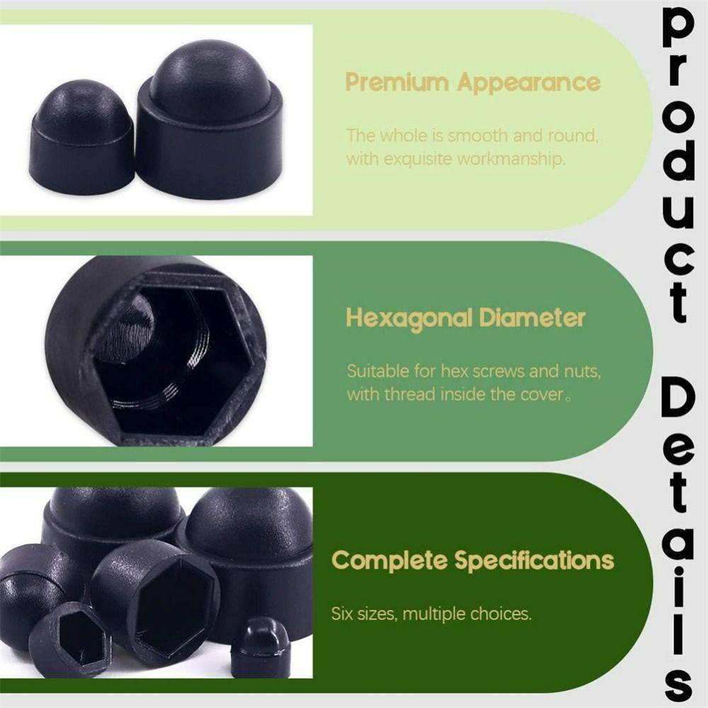 160Pcs Plastic Bolt Covers M4 M5 M6 M8 M10 M12 Hex Nut Caps Kit with Storage Box Screw Caps