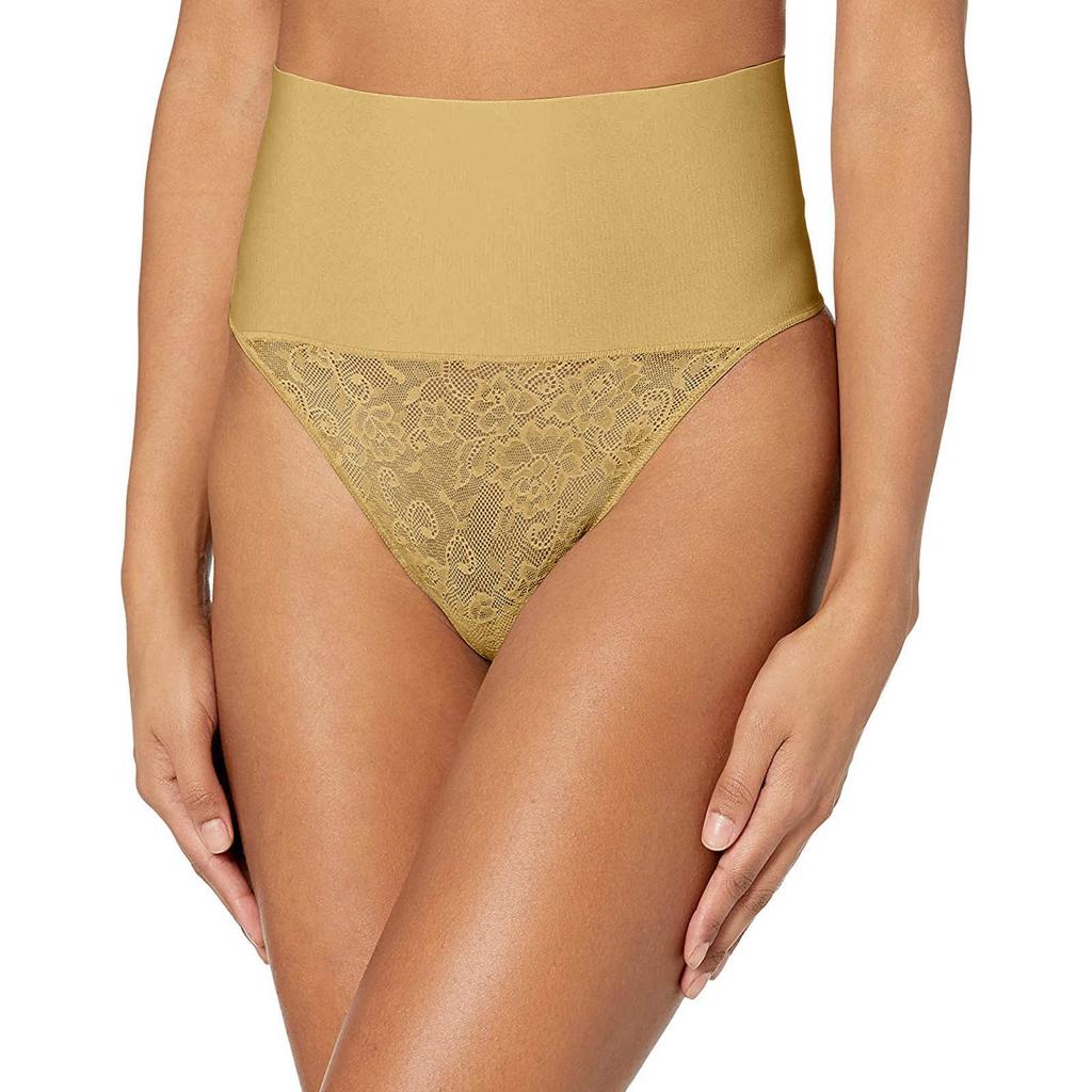 Women's Tame Your Tummy Shaping Lace Thong With Cool Comfort High Waist Panties