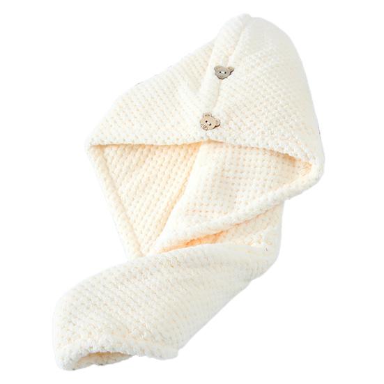 Полотенце для сушки волос Yousheng, супер впитывающее, быстросохнущее, коралловое флисовое, с мультяшным медведем, на пуговицах, женское, вьющиеся, длинные, густые, влажные волосы, полотенце для волос из микрофибры, шапка