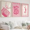 Плакат Lucky You с розовым принтом, настенное искусство, ретро, модное, эстетичное, забавное, искусство, минималистская картина на холсте, декор для дома и спальни