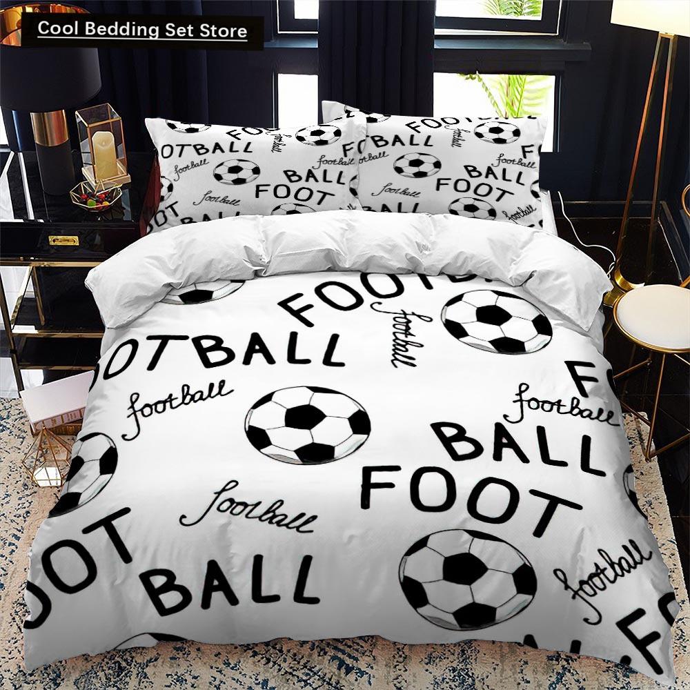 Футбольный Постельный Комплект С Принтом Наволочка Пододеяльник Футбольные Пододеяльники Домашний Текстиль Размер Квин Кинг Спортивная Тематика Пододеяльник