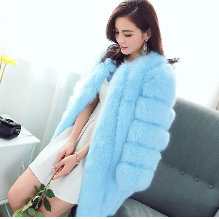 New Fox Fur Imitation Fur Coat Women In Long Temperament Celebrity Fur Fur One Women Winter Ladies Coat