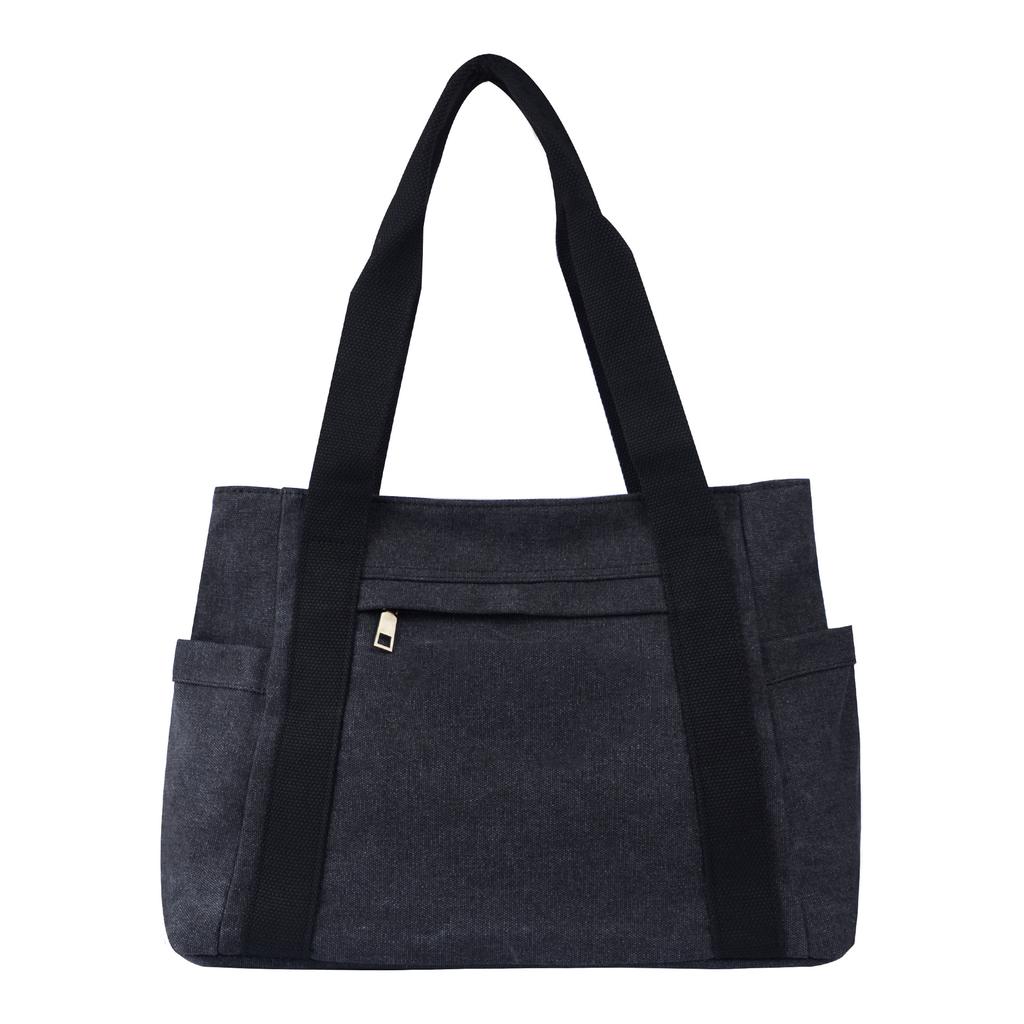 Простая холщовая женская сумка-тоут большой вместимости, повседневная сумка через плечо в стиле ретро для студентов колледжей