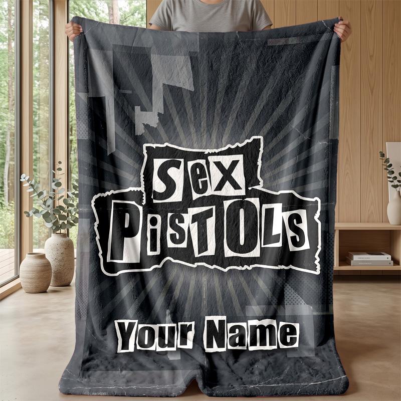 Sex Pistols Индивидуальный фланелевый плед Печать вашего имени Текст Мягкий теплый плед Праздничный подарок