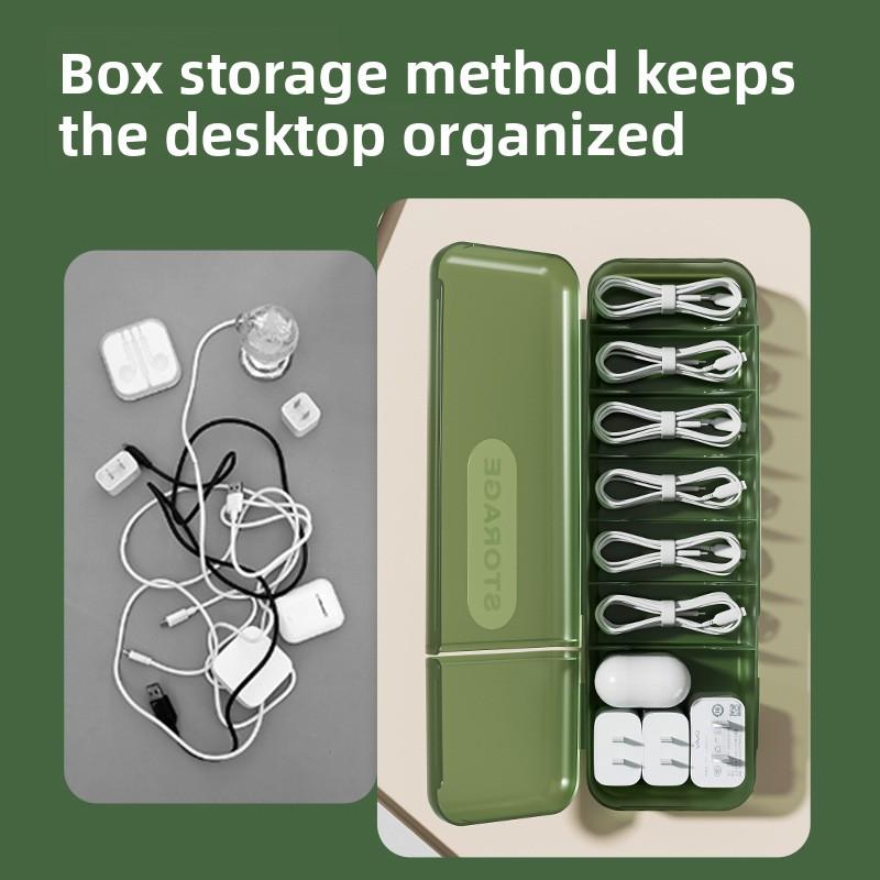 Desktop Data Cable Organizer with Cover Cable Organizer Power Charging Cable Organizer Tool Cell Phone Charger Storage Box