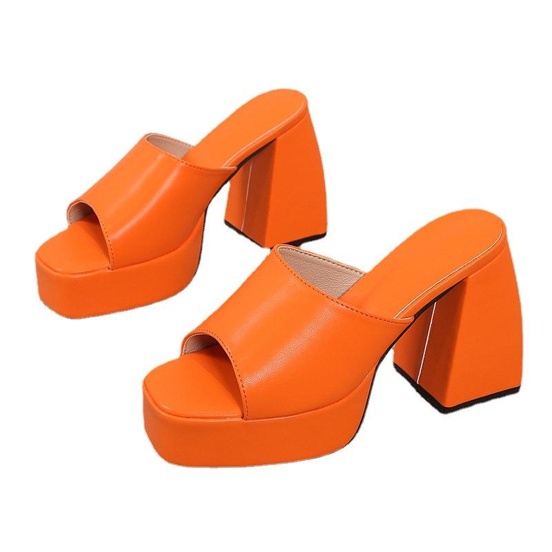 Модные тапочки с толстой подошвой и толстым каблуком Fish Mouth Cool Slippers, летние новые туфли на высоком каблуке 2024 года, простые нескользящие удобные женские туфли