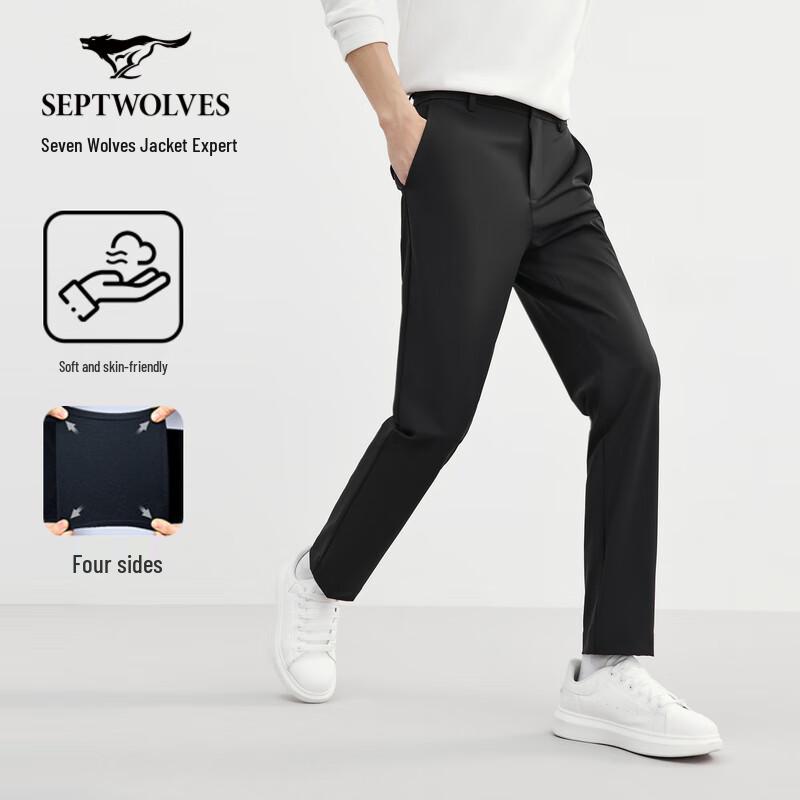 SEPTWOLVES Men's Casual Straight Fit Stretch Pants