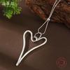 Новый матовый полый геометрический кулон в виде сердца, женское простое высококлассное колье с застежкой-пуговицей в форме сердца