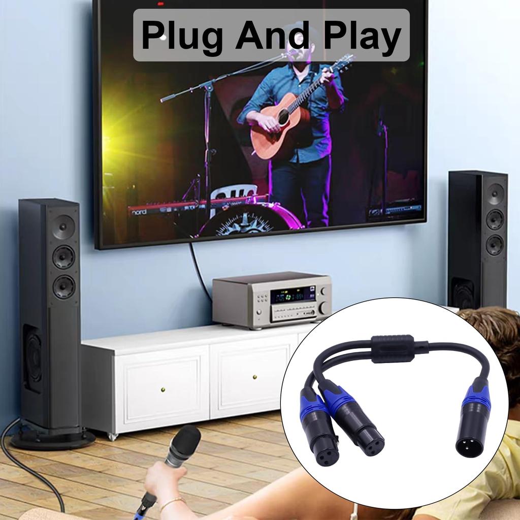 Poyiccot 30cm XLR Splitter Cable, 3-Pin XLR (Male) to 2-Female Y-Type Microphone Cable, DMX Cable Splitter Patch Cord for Microphone Recording,