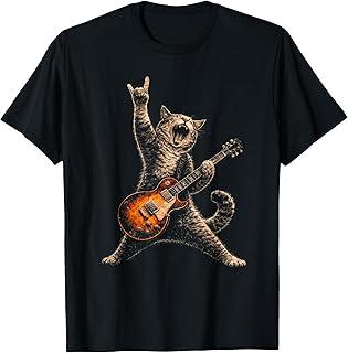 Unisexs Rock Cat Pattern Short Sleeve TShirts Funny 3D Guitar Cat Print Casual T shirt Outdoor Unisex Unisex Y2k Tops Summer Clothing